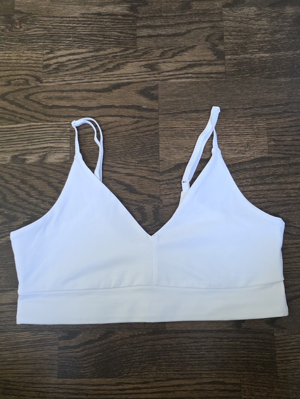NWOT Pact White Seamless V-Neck Bralette Organic Cotton Size L